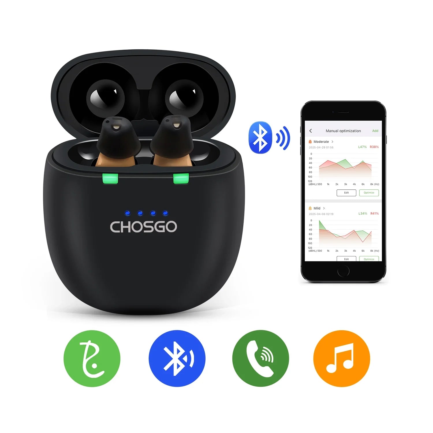 Black Bluetooth Hearing Aids Smart - AUDILIFE