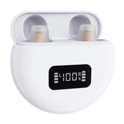 White CIC Rechargeable Hearing Aid