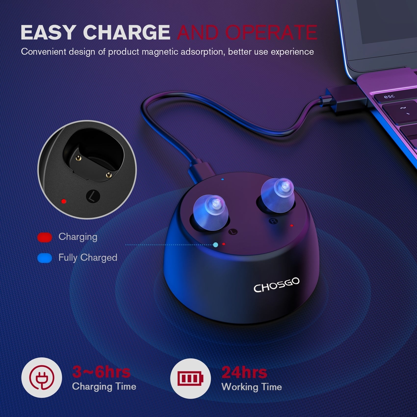 K18R Rechargeable OTC CIC Hearing Aids Black - AUDILIFE