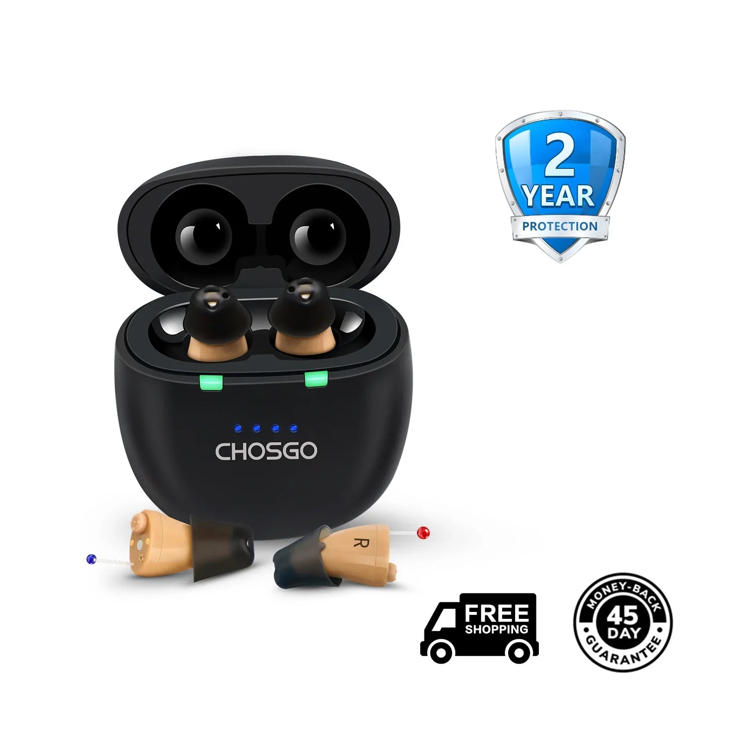 Rechargeable Bluetooth Hearing Aids Black SmartU - AUDILIFE