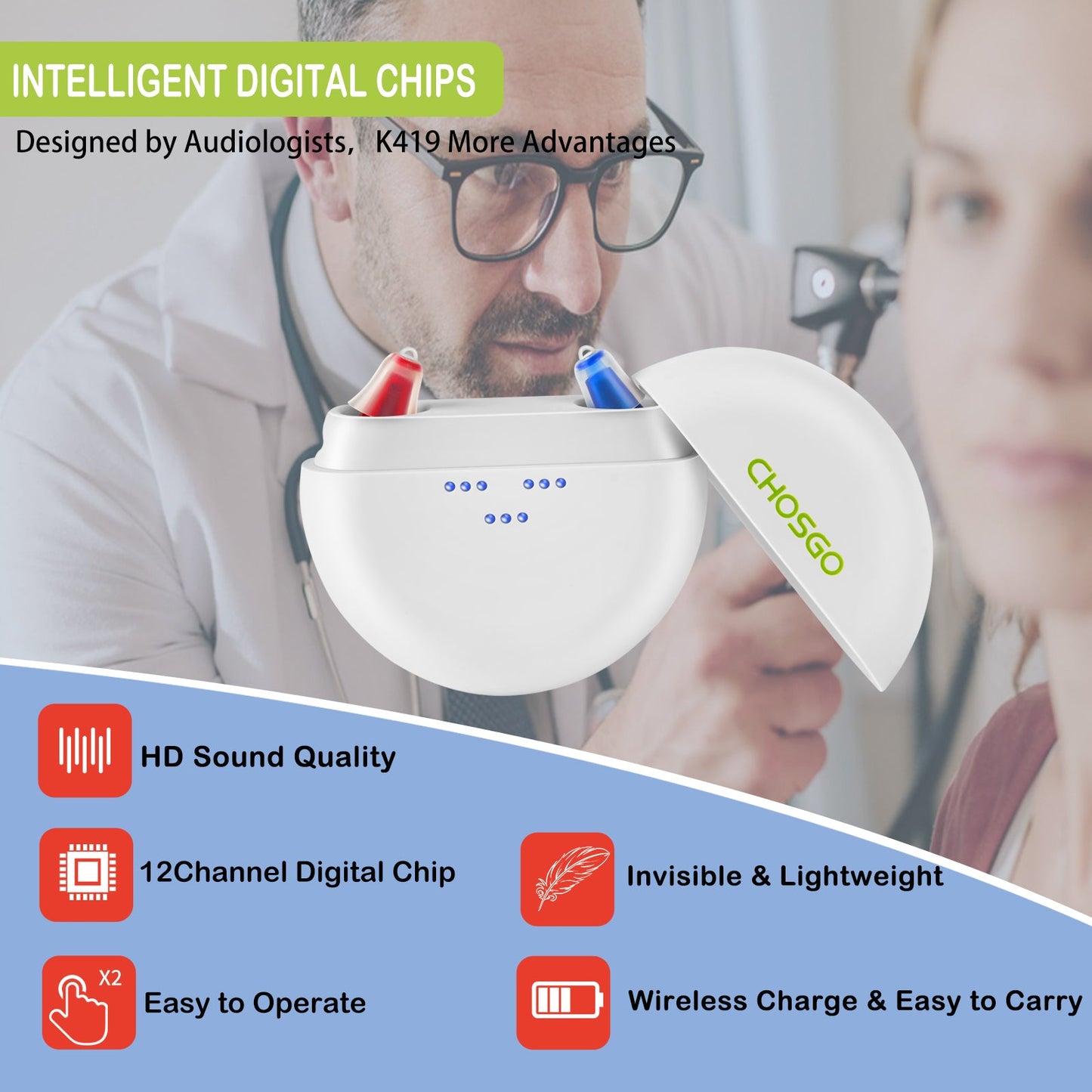 Rechargeable Mini CIC Hearing Aids Invisible Discreet - AUDILIFE